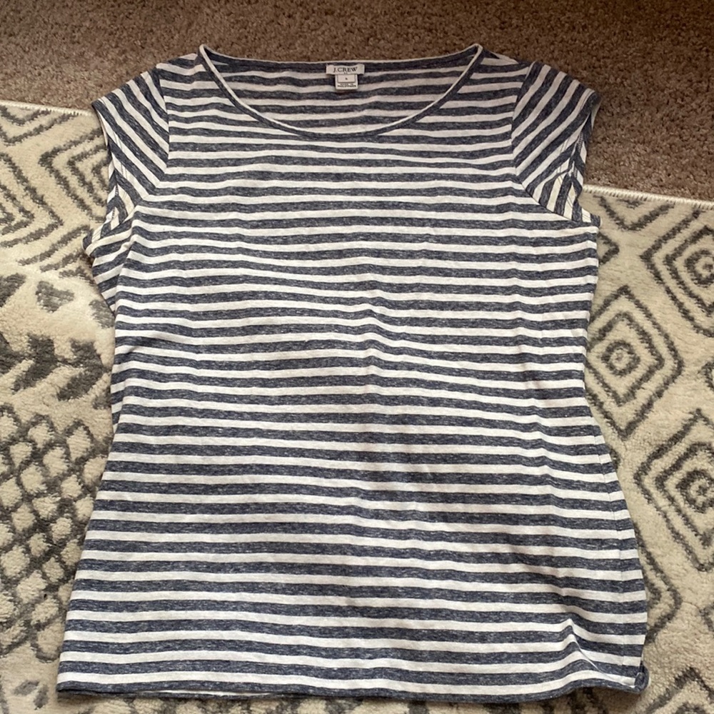Jcrew striped tee with cutoff sleeves